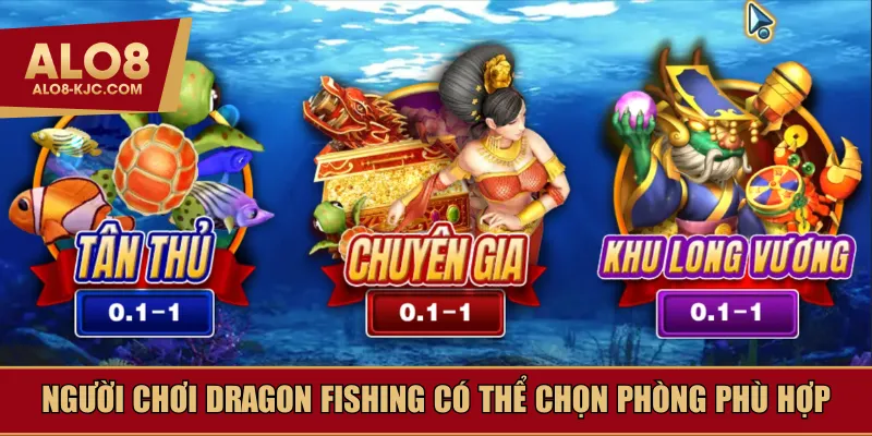 Người chơi Dragon Fishing có thể chọn phòng phù hợp