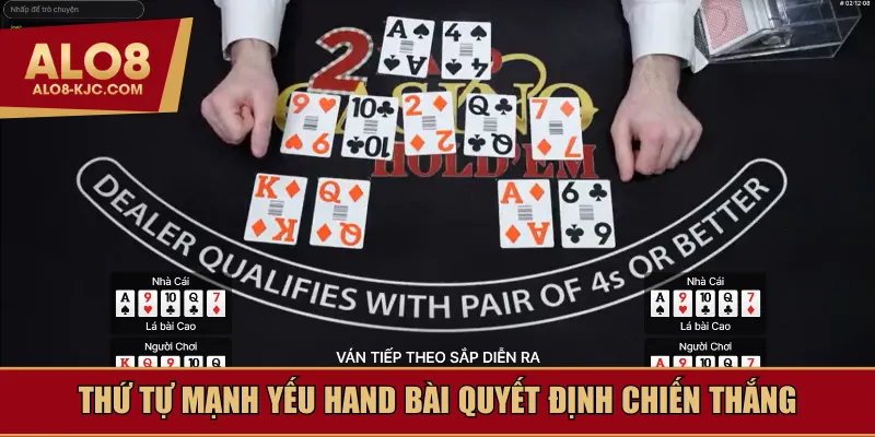 Thứ tự mạnh yếu hand bài quyết định chiến thắng